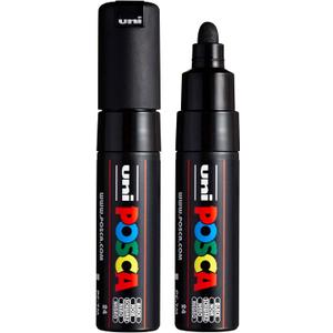 posca uni PC-7M Water-Based Paint Markers, Broad Tip (4.5-5.5mm), Black, 2 Count