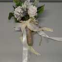 Wedding Bouquets for Bride Bridesmaid,White Champagne Artificial Roses Flowers for Wedding Church Decoration (6.5in)