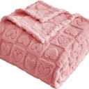 FY FIBER HOUSE Throw Blankets with Heart Checkered Valentines Day Blankets for Lover Mom Gifts Washable Lightweight Fuzzy Blanket for Couch Sofa Bed All Season Pink 50"x60"
