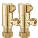 Angle Stop Valve 1/2" Nominal (5/8'' OD) Comp x 3/8'' OD Comp 1/4 Turn Chrome Brass Angle Valve Water Shut Off Valve Faucet Valve (2 Pack) (Gold)