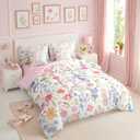 Erosebridal 7 Piece Colorful Floral Full Comforter Set with Sheets,Purple Pink Cute Boho Flower Bedding Set for Kids Girls Women,Funky Watercolor Wildflower Bed in a Bag with Pillowcases & Shams