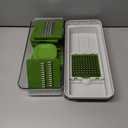 Mueller Vegetable Chopper 9 Blade, Mandoline Slicer, Food Veggie Chopper, Cheese Grater, Onion Vegetable Cutter with Container, Dicer, Kitchen Gadgets & Essentials, White Sand/Green