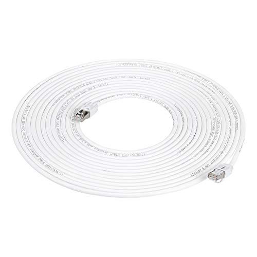 Amazon Basics RJ45 Cat 7 Ethernet Patch Cable, 10Gpbs High-Speed Cable, 600MHz, Double-Shielded, 50 Foot, White