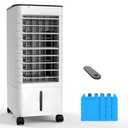 Windowless Portable Air Conditoners, 3-IN-1 Portable AC with Remote, 12H Timer &1.16Gal Tank, 45° Oscillation, 3 Modes 3 Speeds, Fast Cooling Quiet Ventless Swamp Cooler for Room Home Office, Creamy