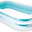 Intex 56483EP Inflatable 8.5' x 5.75' Swim Center Family Pool for 2-3 Kids, Backyard Splash Pool for Children 6+ Years Old, 198-Gallons, Blue & White