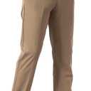 Plaid&Plain Men's Dress Pants Slim Fit Stretch Khaki Pants Wrinkle Free 8802 Khaki 32x30