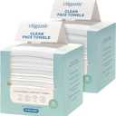 Cliganic Clean Face Towels XL, Multi-Pack (100 Count), Disposable, Ultra-Absorbent, Hypoallergenic & Soft - Makeup Remover Dry Wipes, Pamper Your Face, Hygienic Towelettes, for All Skin Types