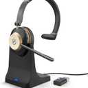 Earbay Wireless Headset with Mic, Trucker Bluetooth Headset with Microphone Noise Canceling, Wireless Headphones with Mic Mute, USB Dongle, Charging Base, 45H Battery, for PC Laptop Phone Teams Zoom