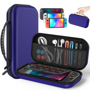 Klipdasse Switch 2 Carry Case for Nintendo Switch 2/1/OLED, Hard Shell with Soft Lining, 10 Game Card Slots, Silicone Handle, for Switch 2 Slim Case 2025 (Blue)
