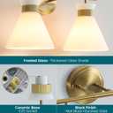 WOSHITU Gold Bathroom Light Fixtures: Modern Vanity Lighting Fixtures 2 Lights for Bathroom Mid Century Vanity Light Sconces Over Mirror with Frosted Milky Glass for Bath Bedroom Makeup,Gold, 2-Light
