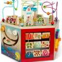 Battat Wooden Activity Cube City Themed Activity Center Educational Toys Wooden Toys for Toddlers and Kids 1 Year +, Large