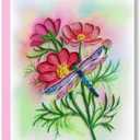Mother's Day Card, Cosmos and Dragonfly Greeting Card, Animals Quilled Quilling Birth Month Born in October Birthday, Mothers Day Card for Mom Grandma Friend (Cosmos and Dragonfly)