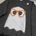 Nerdy Ghost Cute Orange Glasses Halloween Hipster Funny Sweatshirt, M