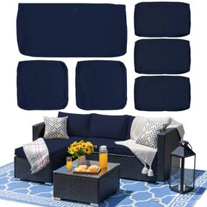 ClawsCover 6Pack Outdoor Seat and Back Cushions Replacement Covers Fit for 3 Pieces 3-Seater Wicker Rattan Patio Furniture Conversation Set Sectional Couch Chair,Navy-Include Cover Only ClawsCover 6Pack Outdoor Seat and Back Cushions Replacement Covers Fit for 3 Pieces 3-Seater Wicker Rattan Patio Furniture Conversation Set Sectional Couch Chair,Navy-Include Cover Only