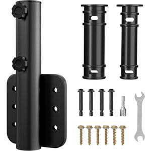 Dock Side Flag Pole Holder, Heavy Duty 9-Gauge Steel Flagpole Bracket with Dual Fixing Knobs, Fits Poles up to 1-15/16", Powder-Coated Mount for Deck, Dock, Fence, Patio Umbrella & Feather Flag Poles