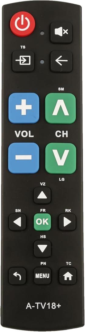 Big Button Universal TV Remote Control for Seniors, Works Only for One of TV/Cable/STB,Easy to Use