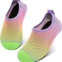 Scurtain Kids Toddler Water Shoes Barefoot Quick-Dry Aqua Socks for Boys Girls Baby with Non-Slip Rubber Sole (6-7 Toddler, Colorful/Fusion)