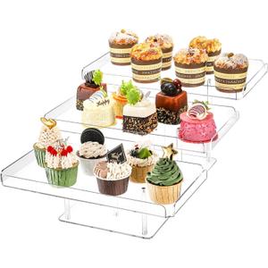 Clear Cupcake Stand, 3 Tiered Acrylic Dessert Table Display Set for 54 Cupcakes, Large Food Display Riser Serving Platter for Wedding, Party, Baby Shower, Buffet