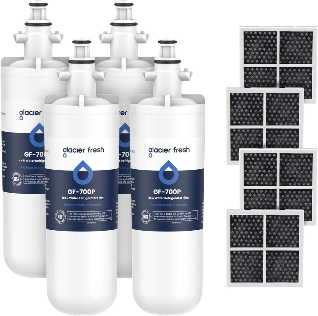 GLACIER FRESH for LG LT700P Refrigerator Water Filter, Replacement for LT700PC, ADQ36006101, ADQ36006102, RWF1200A, Kenmore 9690, AGF80300801, LFXC24726S, LMXS27626S 4 Packs