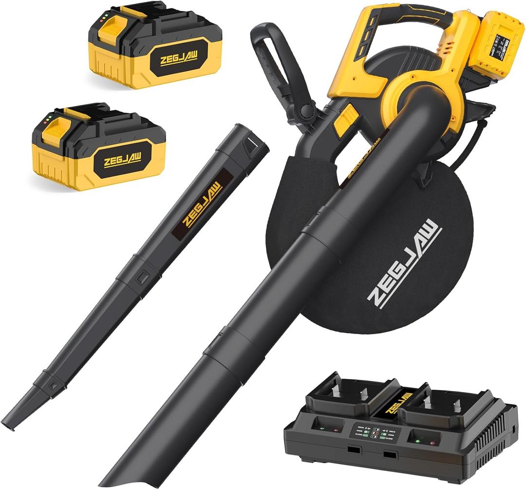 Cordless Leaf Blower & Vacuum, 3-in-1 Leaf Vacuum Mulcher with Bag, 40V 330CFM Battery Leaf Blower with 2x4.0Ah Battery & Charger for Lawn Care, 5-Speeds Variable Control