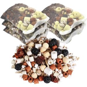 GOLDEAL Bio Balls Ceramic Rings Set, Aquarium Biological Filter Media with Mesh Bag for Fish Tank and Pond, Fish Tank Filter, Decorations, Accessories (5Packs,5.5 lbs)