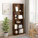 Furinno JAYA Book Shelf, 5-Tier Bookshelf, Bookcase with Adjustable Shelves, 9.5" x 24.5" x 71.2", for Organization and Storage, for Living Room, Bedroom, Home Office, Amber Pine