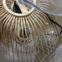 Bamboo Adjustable Height Pendant Light 20" Boho Rustic Farmhouse Chandelier
