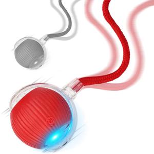 Goosheep 2025 New 2Pack Cat Ball Kitten Toys for Indoor Interactive Kitty Ball Toy Speedy Tail 360 Automatic Rolling for Dog, Cat(Red Grey)