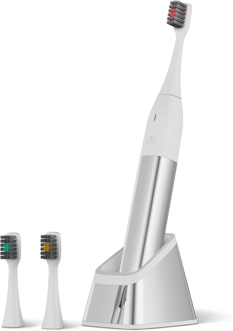 Allegro Luxury Premium Polished Metal Sonic Toothbrush M1, Silver White