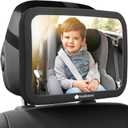 KeaBabies Baby Car Seat Mirror - Wide Shatterproof Backseat Infant Car Mirror for Baby Rear Facing, Crystal Clear View, Travel Accessories, Easy Install & Adjust for Removable Headrest (Matte Black) (Large 11.5 x 7.5")