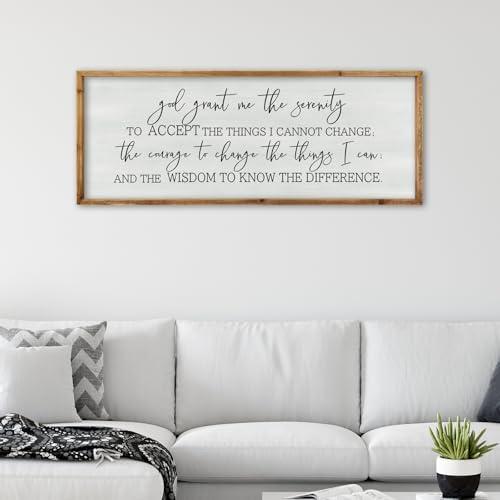ZZJJHYWGQ God Grant Me Prayer Wall Decor Christian Serenity Prayer Sign 32"×12" God Jesus Catholic Prayer Bible Verse Inspirational Quotes for Living Room Bedroom Office Large Hanging Art (Wood)