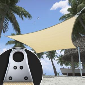 ShadeMart Heavy Duty 16' x 24' Beige Sun Shade Rectangle Shade Sail, Super Ring Canopy Awning Shades for Patio Carport Yard UV Blockage Commercial Grade 260 GSM, We Custom Size