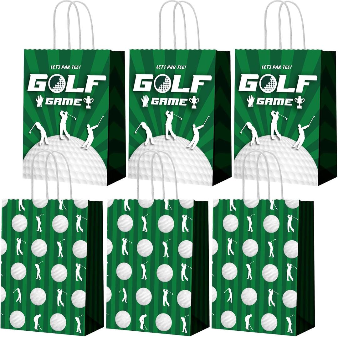 Leinuosen 30 Pcs Golf Gift Goodie Bags Cute Golf Treat Bags for Snacks and Candy Bag with Handle for Theme Adults Birthday Party Shower Favors, 8.3 x 5.9 x 3.1 Inch