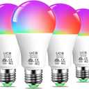UCB Smart Light Bulbs 130W Equivalent, Color Changing Light Bulb, Work with Alexa Only, 16 Million Colors RGBWW, Music Sync, DIY Flash,1300LM A19 E26 Bluetooth Led Light Bulbs, No WiFi Required,4 Pack