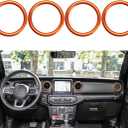 Auovo Air Conditioner Vent Ring Interior Accessories for Wrangler JL 2018-2023 Gladiator JT 2020-2023 Dashboard Air Conditioning Vent Outlet Trim Cover Aluminum Alloy (Orange, 2018-2023)