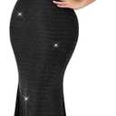 ZOMVA Women's Plus Size Sparkly Maxi Dress Ruffle Short Sleeve Bodycon Mermaid Gown Formal Cocktail Party Club Evening (3X-Large Plus, Black)
