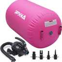 Gymnastics Air Roller Air Barrel Inflatable Tumbling Mat, Tumble Track Backhandspring Mat Gymnastic Equipment with Pump for Yoga Training Cheerleading Home Use (39.37inch*23.6inch, Pink)