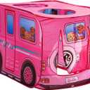 Sunny Days Entertainment Barbie Dream Camper Pop Up Play Tent Pink Indoor Playhouse for Kids Gift for Girls
