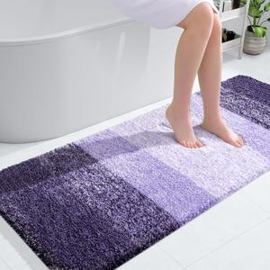 OLANLY Bathroom Runner Rugs 54x24, Extra Soft Absorbent Microfiber Bath Rugs, Rubber Backing, Quick Dry, Machine Washable Bath Mats for Bathroom Floor, Tub and Shower, Home Decor Accessories, Violet