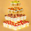 4 Tier Premium Cupcake Stand Cupcake Holder, Acrylic Cupcake Tower with LED Yellow Light for Cupcakes, Dessert Table Display Set for Birthday, Bar, Decor Weddings, Parties Events