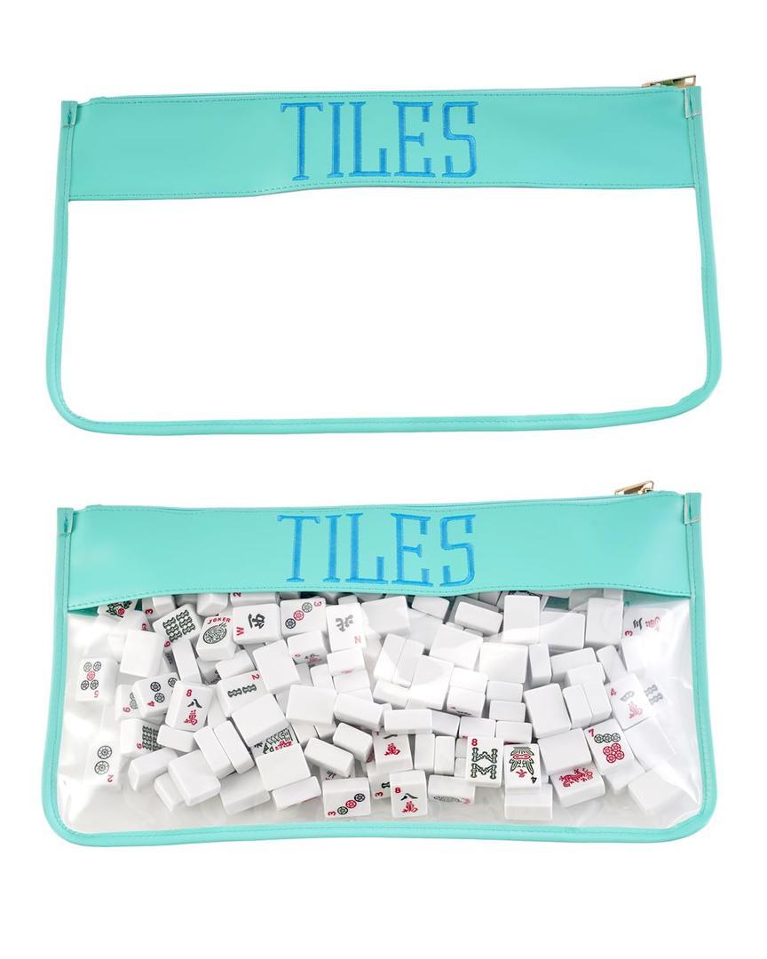 FUYIHGL® Mahjong Tiles Bag with Zipper - Empty Clear Carrying Storage Holder Case with Embroidery Lettering Up to 166 Tiles - American Mah Jongg Accessories and Gifts for Travel Club Party Game Night