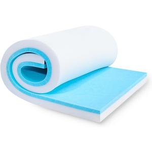 Upholstery Foam, 72" x 24" x 1" High Density Gel Memory Foam Padding Couch Cushion Support, Cut to Size Foam Replacement Pad for Sofa Sag Support