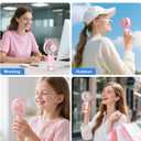 Portable Personal Misting Fan, Handheld Rechargeable Cooling Fan, 3-Speed, Suitable for Travel, Beach and Office Use Pink