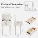 Muwuele Solid Wood Small Vanity Desk with Mirror and Lights, Narrow Makeup Vanity for Small Space, Flip Top Vanity Side Table, 3 Color Modes & Adjustable Brightness, 19.6" Slim Dressing Table, White, 19.6" Wide
