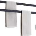 Double Towel Bar Towel Racks for Bathroom, Bath Towel Holders Wall Mount, Stainless Steel Towels Shelves Towel Rail, 2-Tiers (Matte Black, 32 Inches)