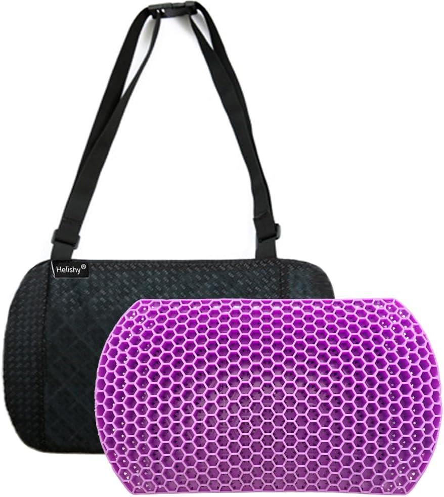 Lumbar Pillow Gel Support Pillow Back Support Cushion - Help in Relieving Back Pain & Sciatica Pain for Car Seat Home Office Chairs, Breathable Back Cushion Travel Pillow with Adjustable Straps (Violet)