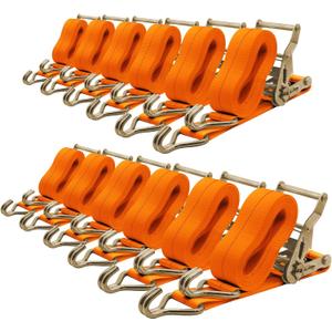 6Pack Ratchet Straps Heavy Duty 2 inch x 27ft Tie Down Straps Ratchet for Truck Straps with 3300lbs Working Load, 10000lbs Break Strength Cargo Straps (Orange)
