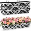 4 Pack 30 Inch Railing Planter Boxes with Adjustable Brackets & Non-Woven Liner, Deck Window Hanging Flower Box for Balcony, Fence, Patio, Outdoor Garden, Gray