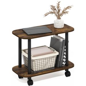 Furinno Turn-N-Tube Toolless 2-Tier Oval Book Cart, Amber Pine