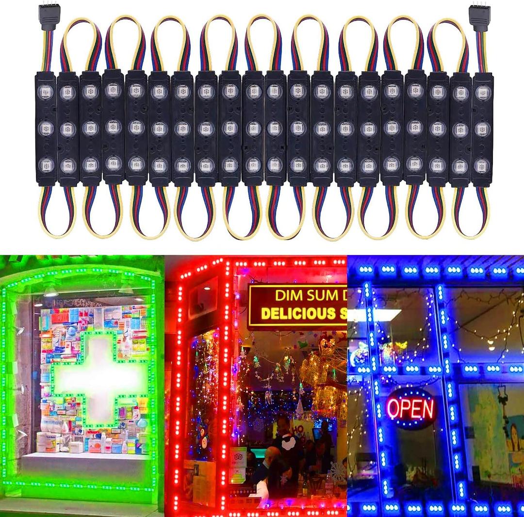 LED Window Lights Waterproof Storefront Lights Business Decorative Light for Advertising LED Module Signs Business Store Light 12V 5050 20FT RGB (2 Packs) (RGB (Red, Green, Blue))